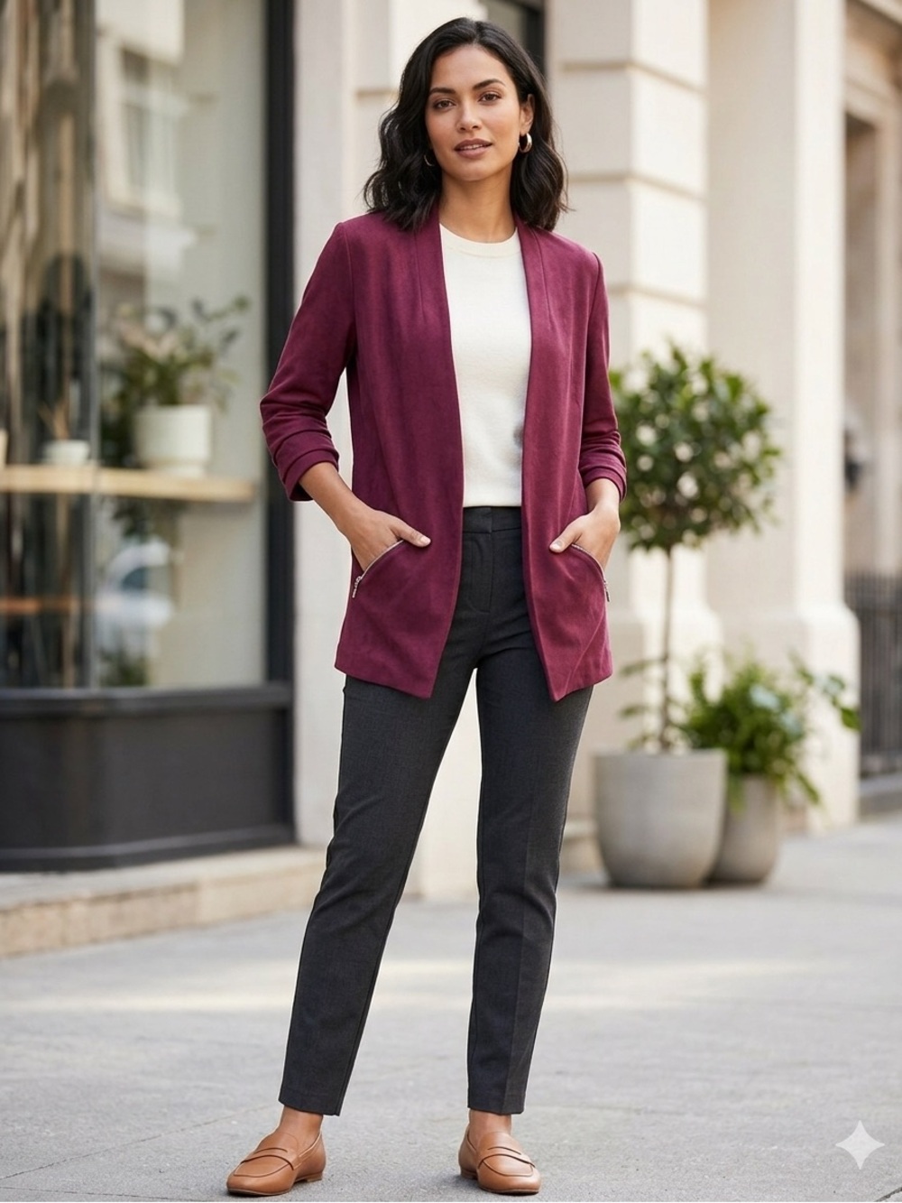 Maurices Wine Open-Front Blazer